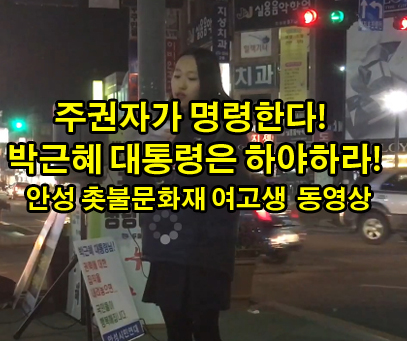 안성 촛불문화재 여고생 발언<br> 주권자가 명령한다<br> 박근혜 대통령은 하야하라!
